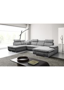 Wohnlandschaft WERK2 "Cordoba inkl. Bett, Bettkasten & Kopfteilfunktion, Breite 359 cm", grau, B:359cm H:86cm T:232cm, Sofas, Wohnlandschaft