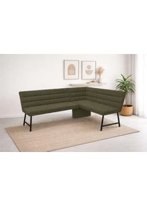 Eckbankgruppe OTTO HOME "Oregon Essecke, Sitzgruppe, K&uuml;chenbankgruppe", gr&uuml;n, gr&uuml;n, schwarz, B:177cm H:90cm T:140cm, Holzwerkstoff, Massivholz, Metall, Polyester, Spanplatte, Sitzm&ouml;bel-Sets, Eckbankgruppe, Eckbank mit Metallf&uuml;&szlig;en, Esstisch in Eiche massiv