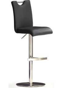 Bistrostuhl MCA furniture "BARBECOOL Barhocker Bistrostuhl Tresenhocker", schwarz (schwarz, edelstahl geb&uuml;rstet, schwarz), B:39cm H:91cm T:50cm, Polyurethan, St&uuml;hle, Bistrostuhl, mit R&uuml;ckenlehne, Bodenplatte rund, 360 drehbar, Sitzh&ouml;he von 55-80 cm
