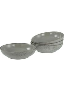 Schale Creatable "Nature Collection, Poke Bowl, &Oslash; 22,5 cm, 4-tlg", grau (stone), H:6cm &Oslash;:22,5cm, Steinzeug, Sch&uuml;sseln, Schale, Handwerklicher Look, Vintage, H&ouml;he 6 cm