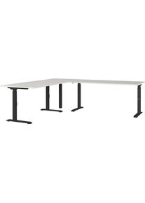 Eckschreibtisch Germania "GW-Agenda", schwarz (lichtgrau, schwarz, schwarz, lichtgrau), B:240cm H:91cm T:220cm, Tische, Eckschreibtisch, h&ouml;henverstellbar, verf&uuml;gbar in verschiedenen Ma&szlig;en