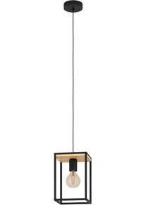 Eglo H&auml;ngeleuchte "LIBERTAD Pendellampe, Stahl und Holz, E27, IP20, Esstischlampe, Lampe", braun (schwarz, braun), H: 110cm, 1 Stk., Leuchten, H&auml;ngeleuchte, L18 x B18 x H110 cm, schwarz, braun, 1X40W exkl., H&auml;ngeleuchte