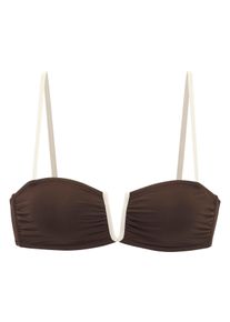 Bandeau-Bikini-Top Copenhagen Studios "Emma", Damen, Gr. 36, Cup A/B, braun (chocolate), Recycling-Polyamid, Bikini-Oberteile Bandeau-Bikini-Top, mit Kontrastdetails