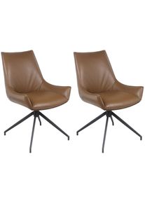 Drehstuhl Home Affaire "Firenze", braun, schwarz, braun, B:58cm H:91cm T:63cm, Leder, St&uuml;hle, Drehstuhl, 2er Set