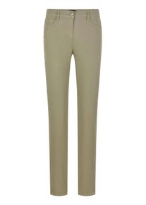 Stoffhose GOLDNER "Baumwollhose mit Ziern&auml;hten", Damen, Gr. 50, N-Gr, gr&uuml;n (khaki), Obermaterial: 98% Baumwolle CO. 2% Elasthan EL., gerade, Hosen Stoffhose, Ziernaht