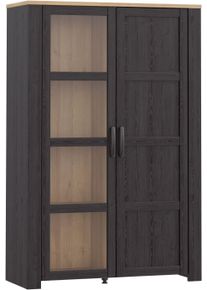 Highboard FORTE "Bohol, Vitrine mit Glast&uuml;re, viel Stauraum", riviera eiche, cabazone eiche, B:106,4cm H:160,6cm T:42cm, Glas, Spanplatte, Sideboards, Highboard, B/H/T 106,4/160,6/42 cm Beleuchtung optional bestellbar