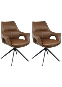Drehstuhl Home Affaire "Sienna", braun, schwarz, braun, B:63cm H:91cm T:66,5cm, Leder, St&uuml;hle, Drehstuhl, 2er Set