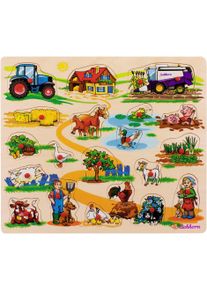 Steckpuzzle Eichhorn "Bauernhof", bunt, Puzzles, KinderB:40cm T:35cm, Holz, Motiv, Steckpuzzle, B:40cm T:35cm