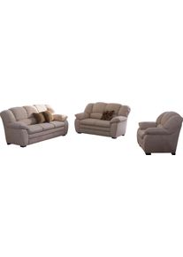 Polstergarnitur COTTA "Casino, Sofa Set, 3-2-1 Sitzer, Wohnzimmer Garnitur", mud, H:88cm T:92cm, FSC-zertifizierter Holzwerkstoff, Sitzm&ouml;bel-Sets, Polstergarnitur, Sessel, 2-Sitzer, 2,5-Sitzer, hohe R&uuml;ckenlehne