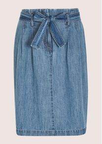 Madeleine Mode Regular-fit-Jeans MADELEINE "Jeansrock Baumwollrock mit Bundfalten", Damen, Gr. 44, N-Gr, blau, Obermaterial: 98% Baumwolle CO. 2% Elasthan EL., Modern, ausgestellt, Jeans Regular-fit-Jeans, Jeansrock mit Bindeg&uuml;rtel