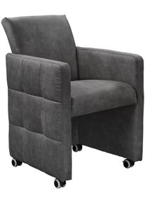 Esszimmersessel exxpo - SOFA FASHION "Barista, Loungesessel auf Rollen mit hoher Bodenfreiheit", schlamm, B:64cm H:90cm T:72cm, Sessel, Esszimmersessel, Barista Clubsessel auf Rollen mit schmalen Armlehnen, modernes Design