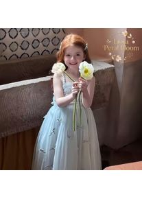 Girls' Blue Bow-Accent Dress Girls' Exquisite Formal Dress Spaghetti-Strap Flower Girl Gown Flower Girl Attire