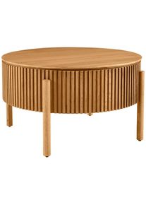 Waldwelt Couchtisch, Eichefarben, Holz, Holzwerkstoff, Eiche, furniert, massiv, rund, rund, 75x42x75 cm, Stauraum, herausnehmbares Tablett, einfacher Aufbau, Wohnzimmer, Wohnzimmertische, Couchtische, Couchtische rund