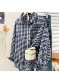 Korean-style Vintage Plaid Shirt New Spring And Autumn Casual Versatile Top Loose And Slimming Versatile College-style Shirt