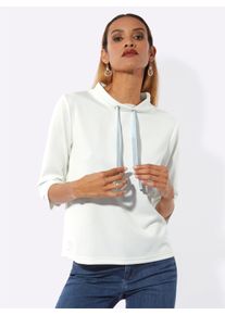 Dames Shirt met opstaande kraag en fluwelen band in ecru ,maat 36, WITT, 50% Modal, 44% Polyester, 6% Elastan