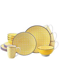 Creatable , Wei&szlig;, Currygelb , Keramik , Mosaik , 300 ml,400 ml , stapelbar , Kochen & Essen, Geschirr, Geschirrsets