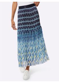 Damen Plisseerock mit einfarbigem Elastikbund in marine-hellblau-bedruckt ,Gr&ouml;&szlig;e 38, WITT, 100% Polyester