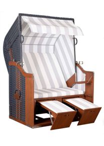Strandkorb Profi Ostsee Poel Mahagoni/Grau/Wei&szlig;