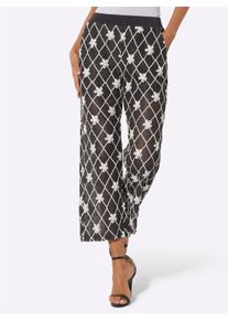 Dames Marlene-broek in bandjesgarenlook in grafiet/champagne ,maat 36, WITT, 100% Polyester