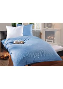 Federbettdecke Ribeco "Leon", blau (saphirblau), B:135cm L:200cm, Bezug: 100% Baumwolle. F&uuml;llung: 100% Federn, Bettdecken, Federbettdecke, Hergestellt in Deutschland