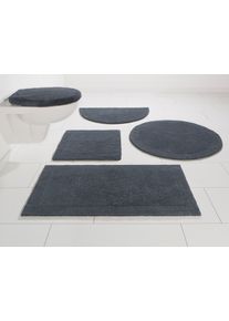 Badematte OTTO HOME "Kapra, Badvorleger, Badezimmer Teppich" Gr. 10, grau (anthrazit), H:14mm, Baumwolle, Badematten, Badematte, mit Bord&uuml;re, Badteppich, Badematte, Baumwolle
