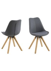 Esszimmerstuhl ACTONA GROUP "Dian", grau (grau, natur), B:48,5cm H:85cm T:55cm, 100% Polyester, St&uuml;hle, Esszimmerstuhl, Organisch geformter Sitz mit Kissen. Beine aus Massivholz Gummibaum