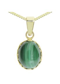 Kette und Anh&auml;nger Set OSTSEE-SCHMUCK "- K&auml;the - Gold 333/000 - Malachit" Gr. 45, gold (gold 333, goldfarben, gelb), Schmuck_Sets, Damen, 45, Gelbgold 333, Kette und Anh&auml;nger Set