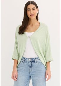 Strickjacke bonprix, Damen, Gr. 44/46 (L), hellschilf, Feinstrick, Obermaterial: 100% Baumwolle, unifarben, oversize Po-bedeckend, V-Ausschnitt, Fledermaus&auml;rmel, Strickjacken Strickjacke, Oversize-Passform, 3/4-&Auml;rmel, eleganter Stil, aus Baumwolle