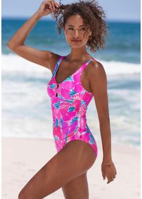 Badeanzug Sunseeker "Butterfly", Gr. 44, Cup C/D, pink, blau bedruckt, Obermaterial: 84% Polyamid, 16% Elasthan. Futter: 92% Polyester, 8% Elasthan. Wattierung: 100% Polyester, bedruckt, Badeanz&uuml;ge Badeanzug, mit Schmetterling-Design