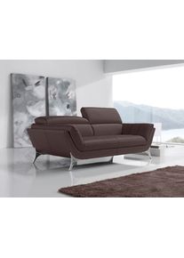 2,5-Sitzer Egoitaliano "Sueli, extravagantes Design und erstklassiger Sitzkomfort", braun (dunkelbraun), B:218cm H:100cm T:110cm, Leder &raquo;NUVOLE&laquo; (Echtes Rindsleder). Halbnat&uuml;rliches, halbnarbiges Rindsleder mit einer nat&uuml;rlichen K&ouml;rnung von 1, 2 bis 1, 4 mm. Dieses Leder hat eine weiche, wachsartige Hand mit mattem Aussehen und einem Wolkeneffekt. Es handelt sich um ein Naturleder, das die urspr&uuml;n