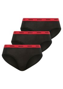 Slip HUGO UNDERWEAR "TRIPLET BRIEF STRIPE", Damen, Gr. S, 3 Stk., schwarz (schwarz 005), Jersey, Obermaterial: 95% Baumwolle, 5% Elasthan, k&ouml;rpernah, Unterhosen Slip, mit HUGO Logo-Elastikbund