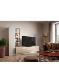 Wohnwand OTTO HOME "Roda", cashmir, cremona eiche, B:230cm H:180,3cm T:416cm, Holzwerkstoff, Melamin, Kastenm&ouml;bel-Sets, Wohnwand, moderne Wohnwand, Komplett-Set, Breite 230 cm, grifflose Design