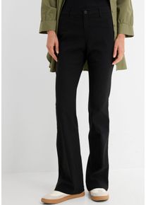 Stretch-Hose bonprix, Damen, Gr. 48, N-Gr, schwarz, Web, Obermaterial: 72% Polyester, 24% Viskose, 4% Elasthan, unifarben, regular fit lang, Hosen Stretch-Hose, aus Viskose, mit Bootcut-Design, Regular Fit, mit G&uuml;rtelschlaufen