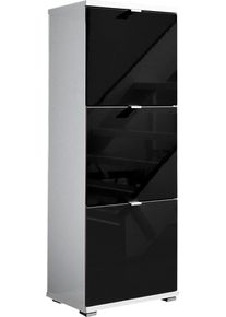 Schuhschrank Germania "COLORADO", schwarz-wei&szlig; (wei&szlig;, schwarz hochglanz), B:53cm H:132cm T:30cm, Schr&auml;nke, Schuhschrank
