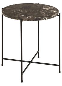 Beistelltisch ACTONA GROUP "Avila", braun (braun, braun marmor), B:42cm H:45cm T:42cm, Tische, Beistelltisch, Ecktisch, rund, Tischplatte aus Marmorstein, T: 52 cm