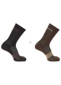 Socken Salomon "EVASION CREW 2-PACK", Damen, Gr. M (39/41), schwarz earth,, Obermaterial: 65% Baumwolle, 32% Polyamid, 3% Elasthan, Socken Socken, f&uuml;r sportliche Aktivit&auml;ten, hoher Baumwollanteil, mit Polyamid