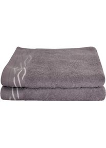 Handt&uuml;cher Dyckhoff "Wave", grau, B:50cm L:100cm, Frottier, Baumwolle, Handt&uuml;cher, Handt&uuml;cher, mit Jacquard-Bord&uuml;re