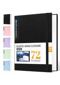 Art Portfolio 9"x12" 72 Pockets Large Portfolio Folder Display 144 Pages Heavy Duty Binder with Plastic SleevesandElastic Band