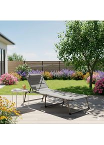 M&Ouml;BELIX M&ouml;belix , Hellgrau , Metall, Kunststoff, Textil , 67x32x193 cm , Kissen, wetterfest, wetterbest&auml;ndig, rostfrei, verstellbares Dach, klappbar, R&uuml;ckenlehne verstellbar , Gartenm&ouml;bel, Gartenliegen, Sonnenliegen