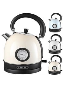 Wasserkocher UK Retro Design Edelstahl mit Temperaturanzeige 18l blau/schwarz