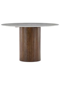 Livetastic , Braun, Dunkelgrau , Holz, Glas , Esche , furniert , rund , 120x74x120 cm , Esszimmer, Esszimmertische, Esstische, Esstische rund