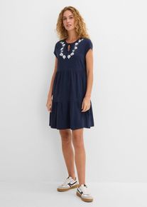 Abito tunica in cotone a maniche corte, Blu, Taglia 46/48 (M), bonprix