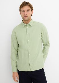 Camicia a maniche lunghe in misto lino fresco modern fit, Verde, Taglia 43/44 (XL), bonprix