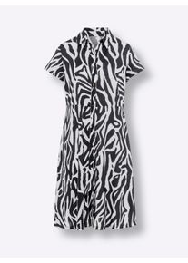 Damen Sommerkleid im Animal-Dessin in schwarz-wei&szlig;-bedruckt ,Gr&ouml;&szlig;e 52, WITT, 100% Viskose