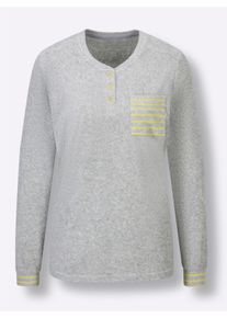 w&auml;schepur Dames Pyjama in citroen/grijs gestreept ,maat 36/38, Witt, 80% Katoen, 20% Polyester