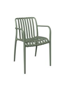 Ambia Garden Stapelsessel, Gr&uuml;n, Kunststoff, Rundrohr, 55x81x57 cm, stapelbar, inklusive Armlehnen, Gartenm&ouml;bel, Balkonm&ouml;bel, Balkonst&uuml;hle