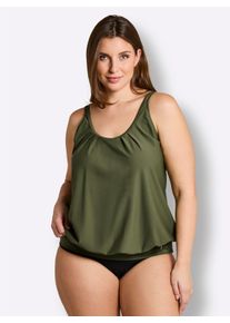 sheego Damen Tankini-Oberteil mit elastischem B&uuml;ndchen in oliv ,Gr&ouml;&szlig;e 58B, Witt, 80% Polyamid, 20% Elasthan. Netzware: 85% Polyamid, 15% Elasthan