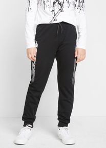 bonprix Pantaloni sport din mix moale din bumbac, negru, 128/134
