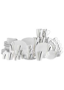 Creatable , Wei&szlig; , Keramik , Streifen , 200 ml,200 ml,200 ml,80 ml,300 ml,300 ml , lebensmittelecht, stapelbar , Kochen & Essen, Geschirr, Geschirrsets