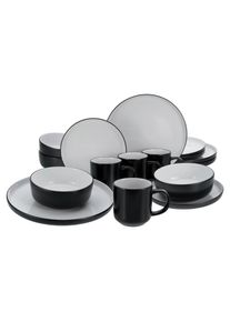 Creatable , Schwarz, Grauwei&szlig; , Keramik , 300 ml , lebensmittelecht, stapelbar , Kochen & Essen, Geschirr, Geschirrsets